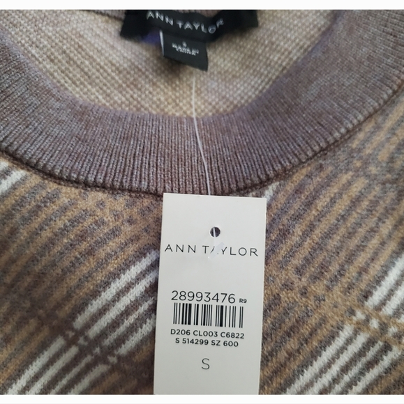 ANN TAYLOR CREWNECK STRIPED PLAID SWEATER - Picture 7 of 7